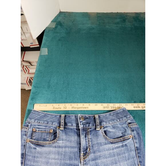 American Eagle Jeans Size 6 Womens Blue Stretch Mid Rise Boho Artist Flared - Picture 9 of 13
